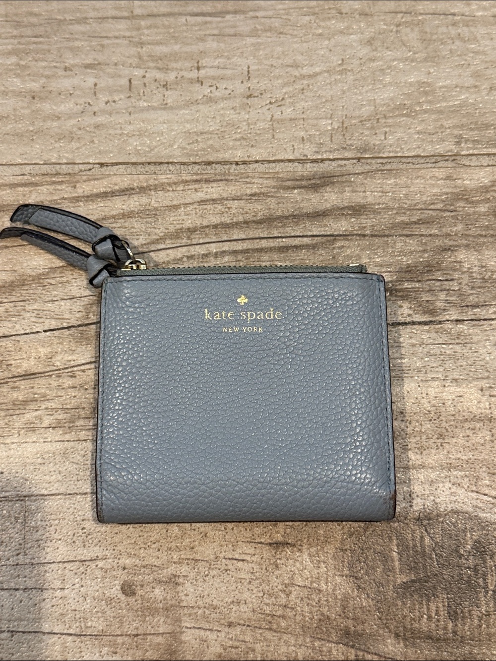 kate spade Pebbled Leather Zip Wallet in Blue-Gray